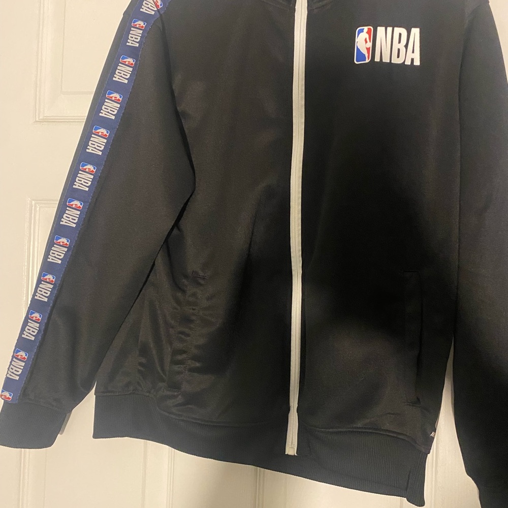 NBA Black Jacket with White and Blue Accents